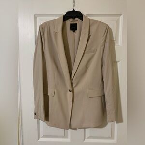 Alex Marie Classic Tailored Quiet Lux Blazer‎ with Structured Shoulders, Tan, 14